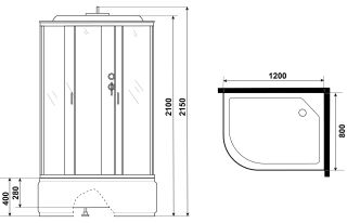 Душевая кабина Niagara NG-2310-14RF с гидромассажем 120x80см серебро/матовое
